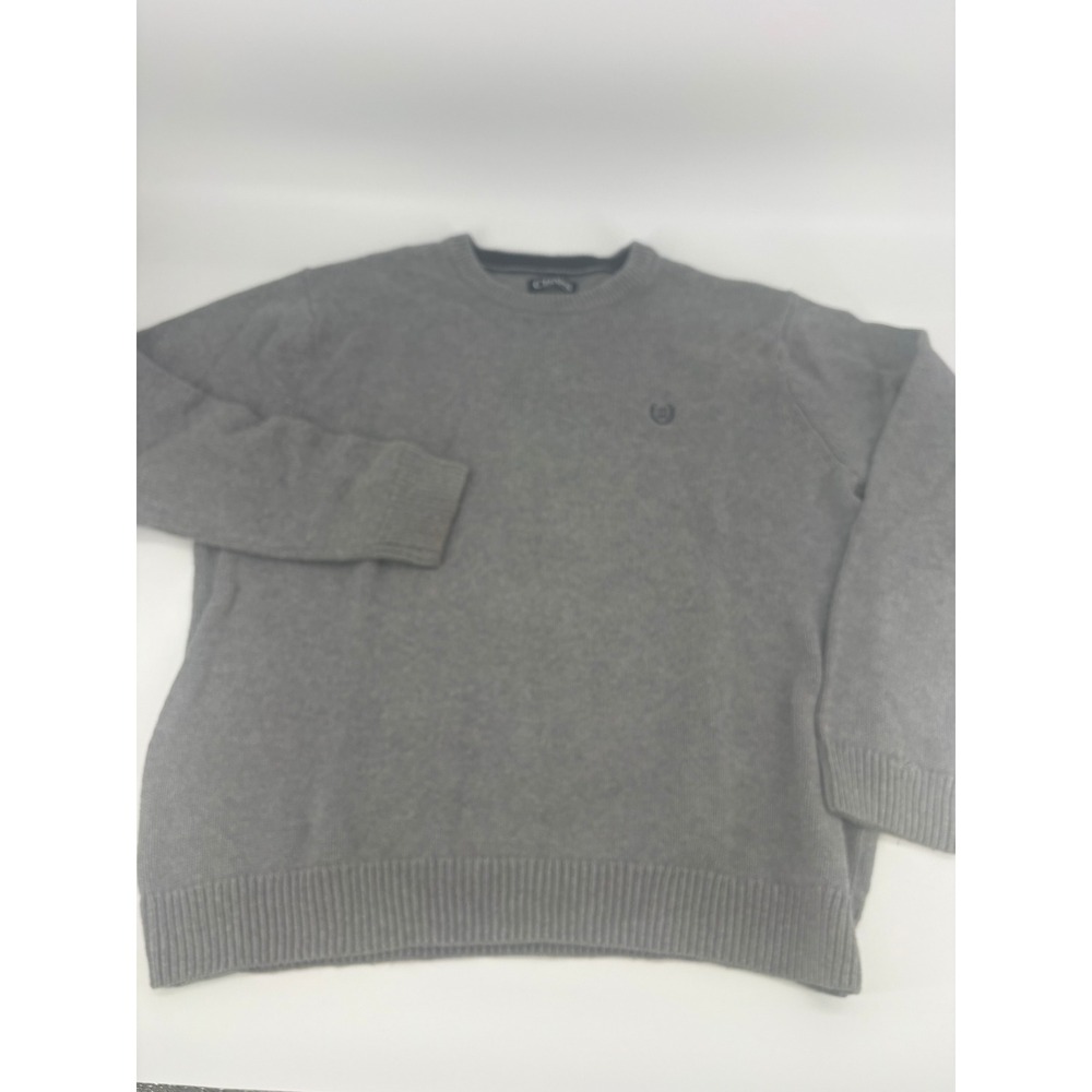 Chaps Men's Gray Crewneck Sweater Embroidered Logo Size XL Casual Pullover